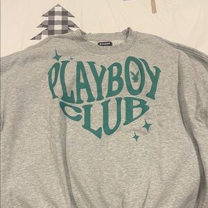 PLAYBOY Gray Sweatshirt with Green Logo
